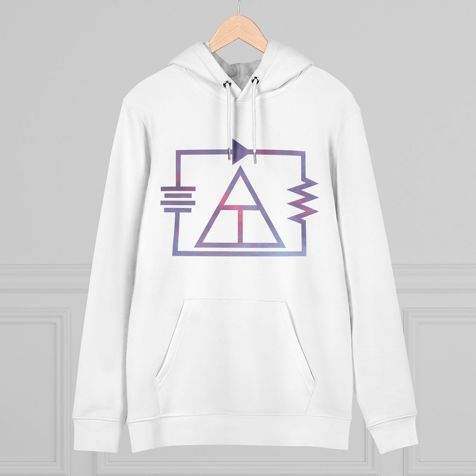 eco friendly adult unisex hoodie with Ohm's Law design by Nat-Ts