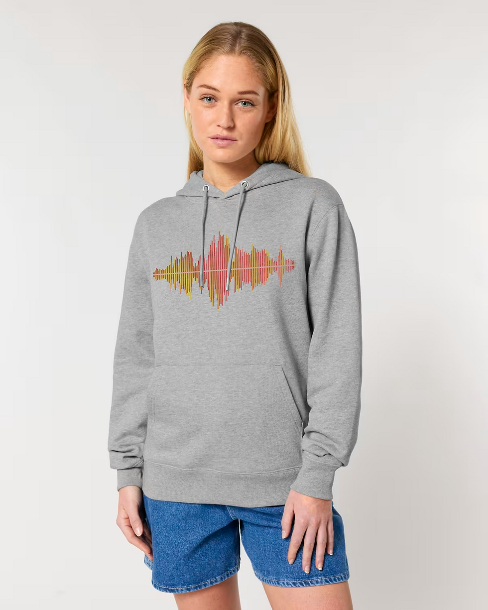 Thumbnail: premium quality organic cotton adult hoodie with Soundwave music graphic coloured by nature