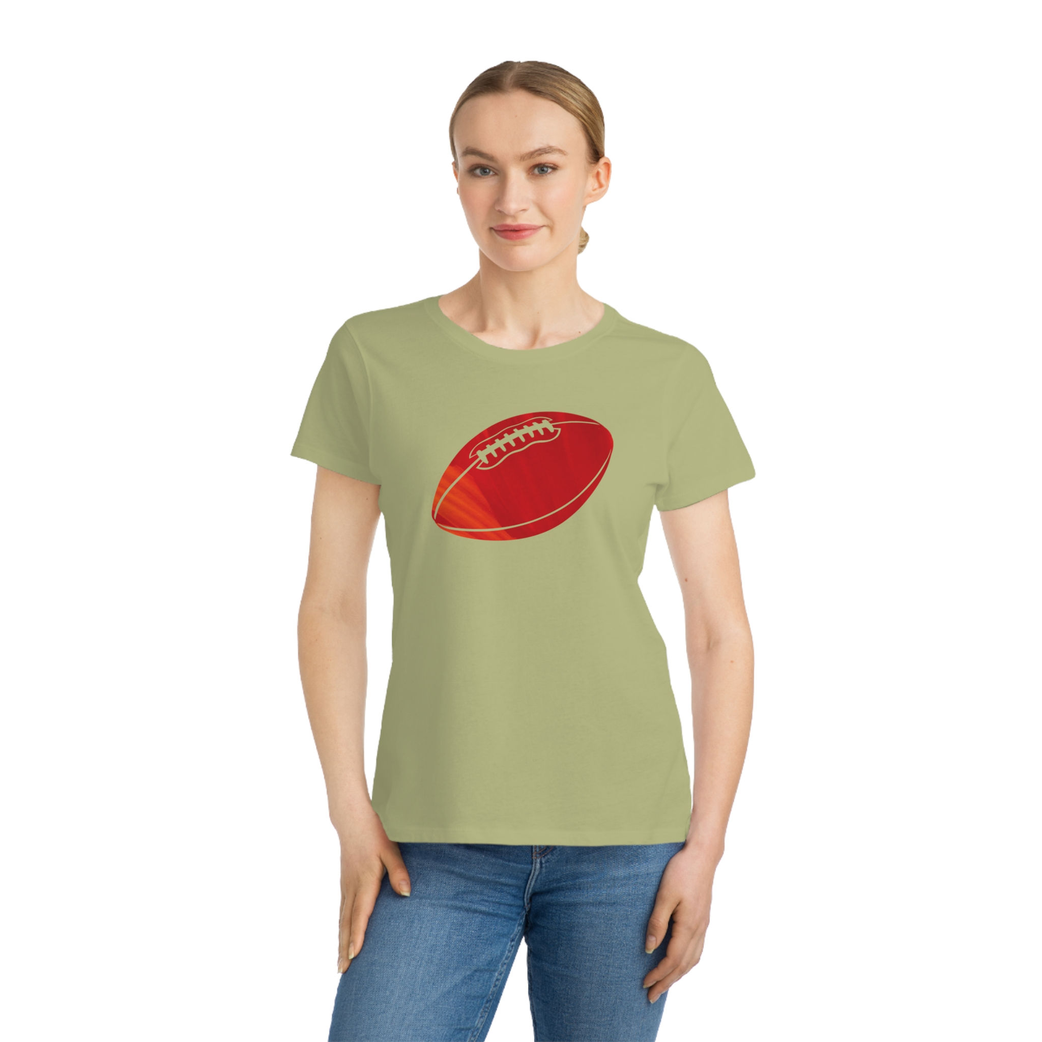 organic cotton women's t shirt with American football sport graphic by Nat-Ts