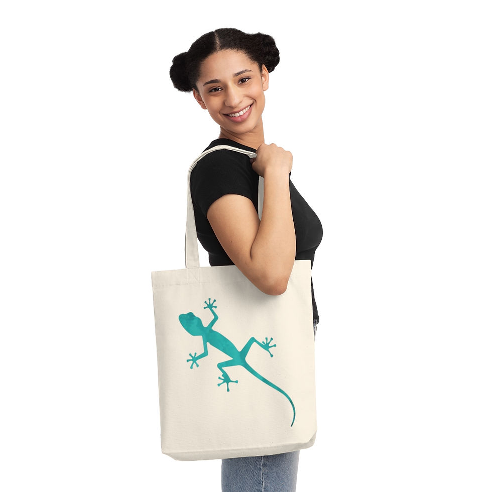eco friendly tote bag with gecko graphic by Nat-Ts