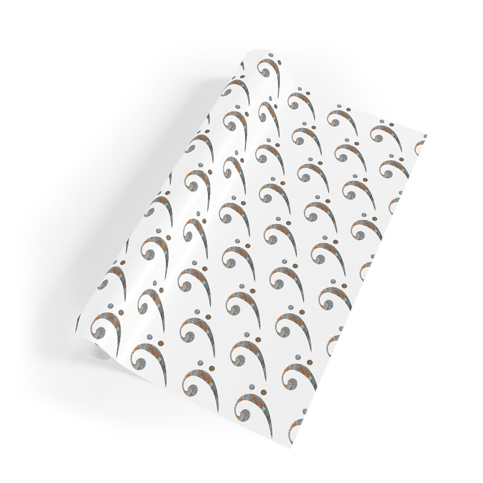 Thumbnail: sustainably sourced premium gift wrap with bass clef music graphic by Nat-Ts