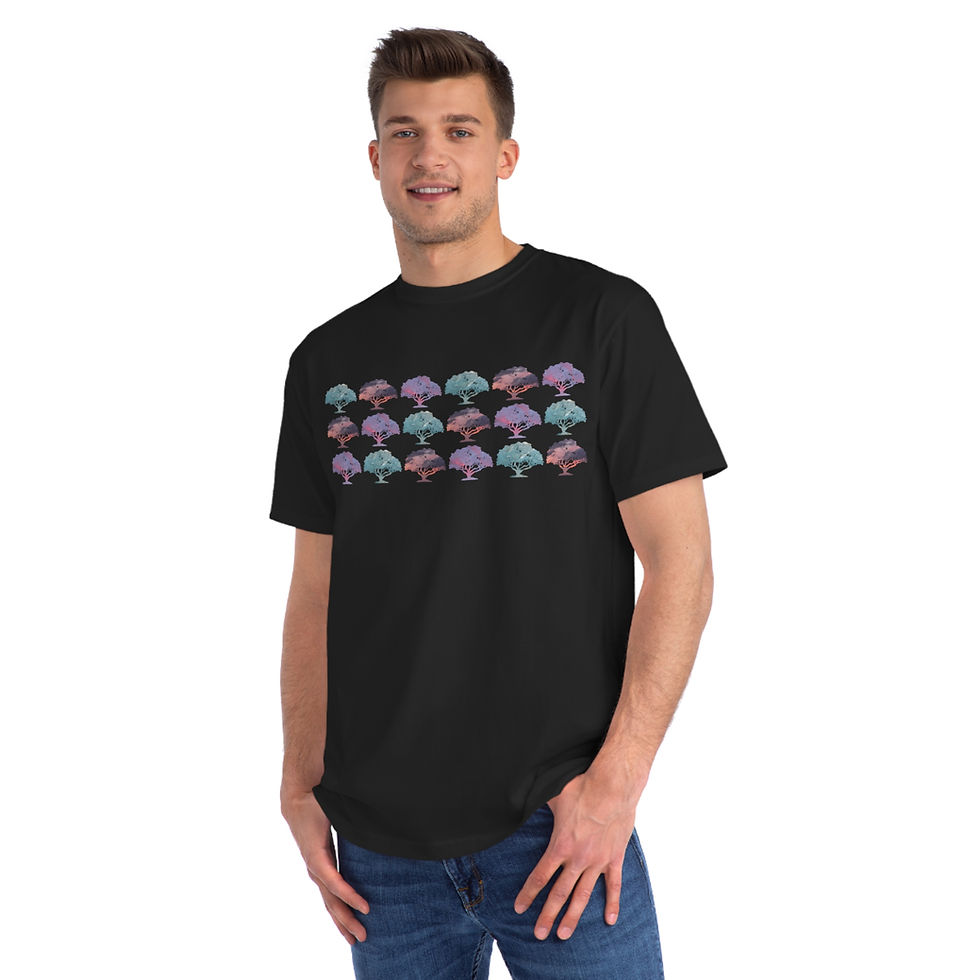 Thumbnail: organic cotton adult t-shirt with unique spring forest design by Nat-Ts