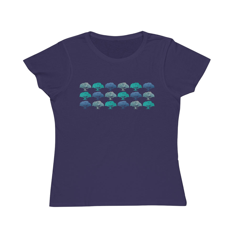 Thumbnail: organic cotton women's t-shirt with unique winter forest design by Nat-Ts