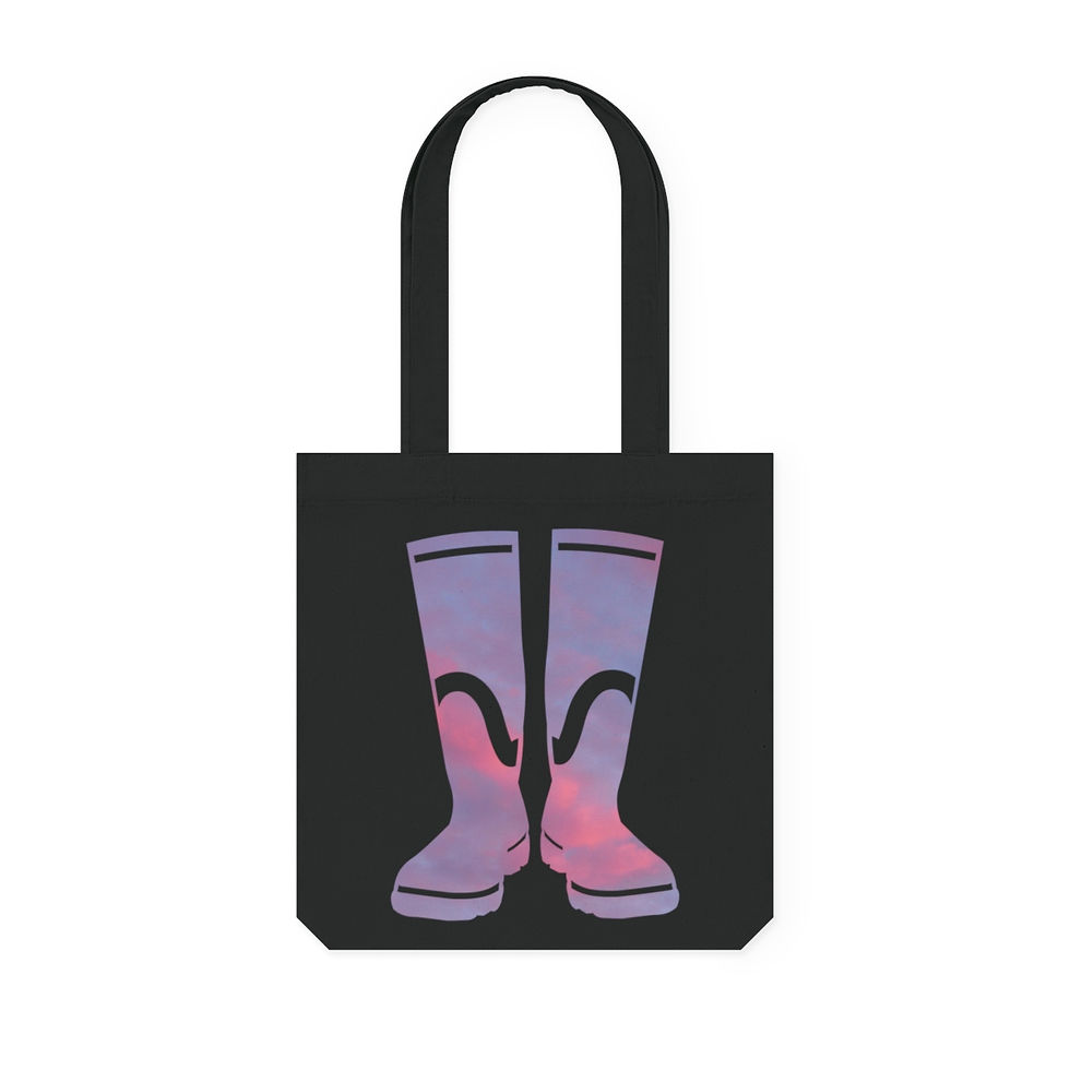 eco friendly tote bag with gumboots graphic by Nat-Ts