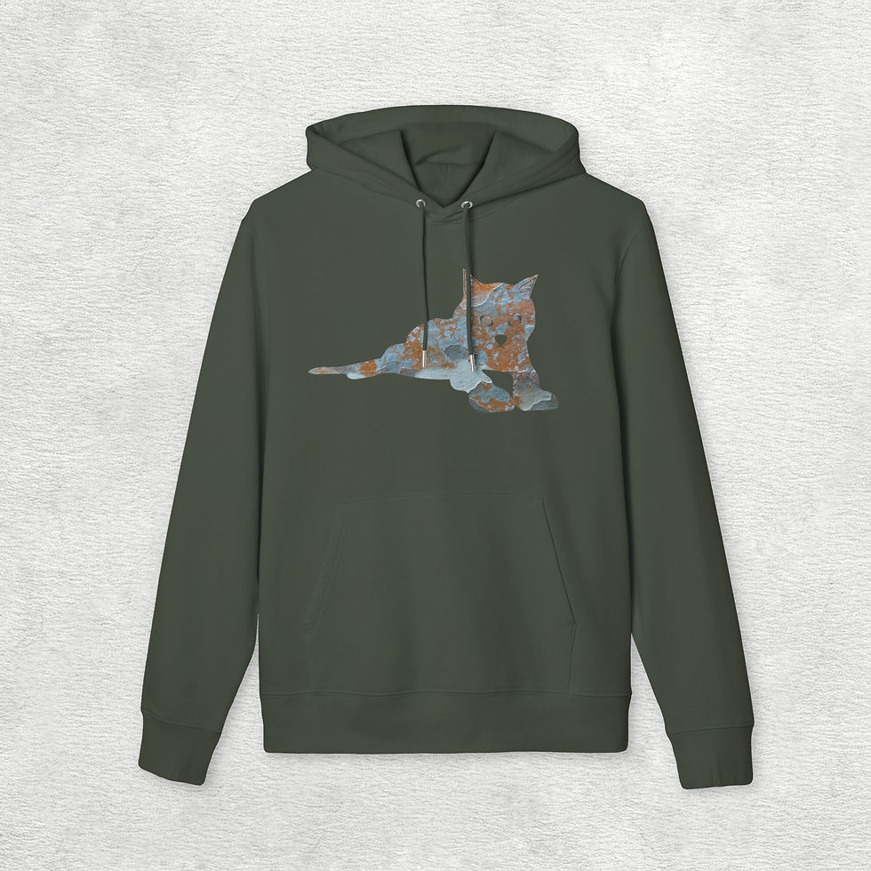organic cotton adult hoodie with adorable cat print designed by Nat-Ts