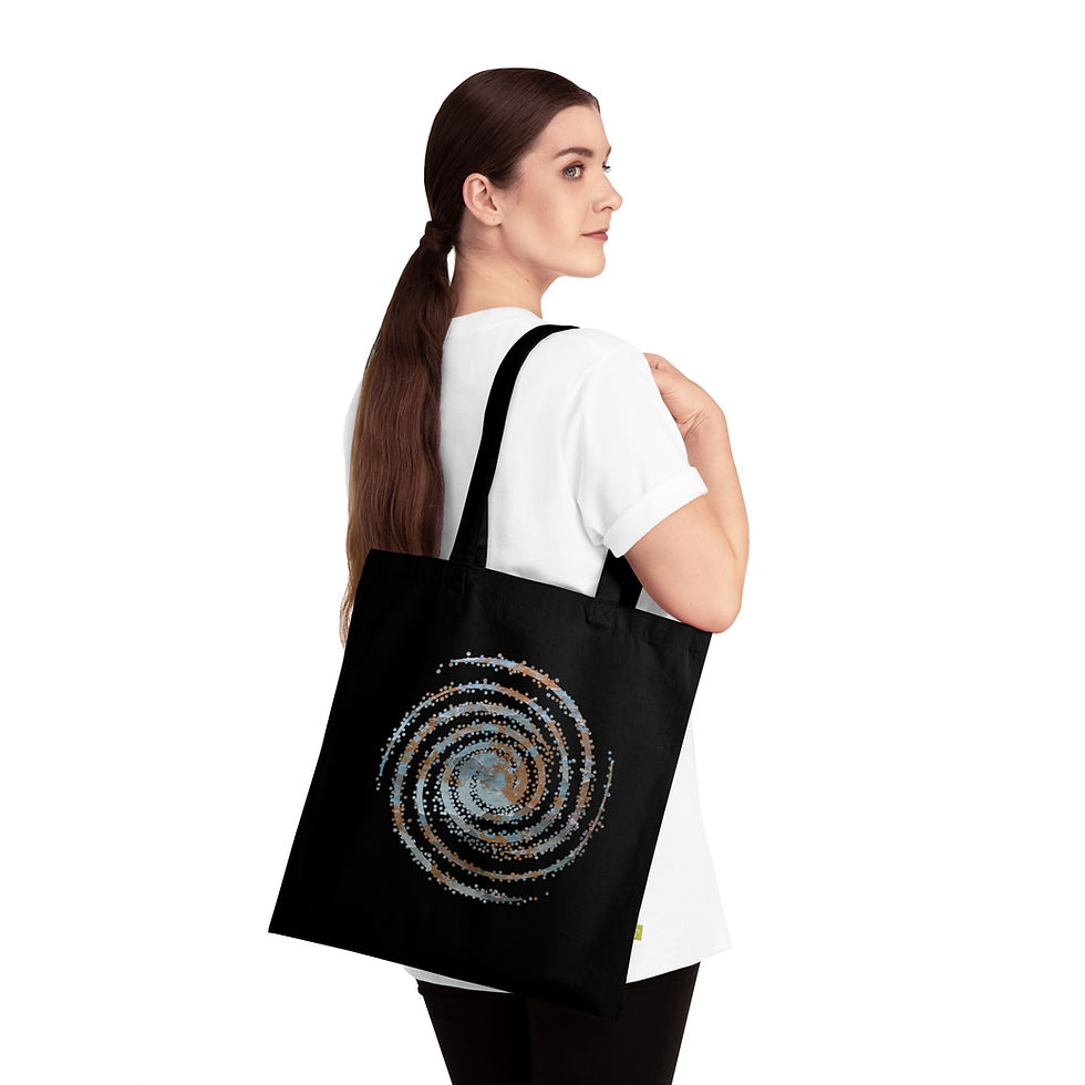 Thumbnail: organic cotton tote bag with galaxy space graphic coloured by a real photo of nature