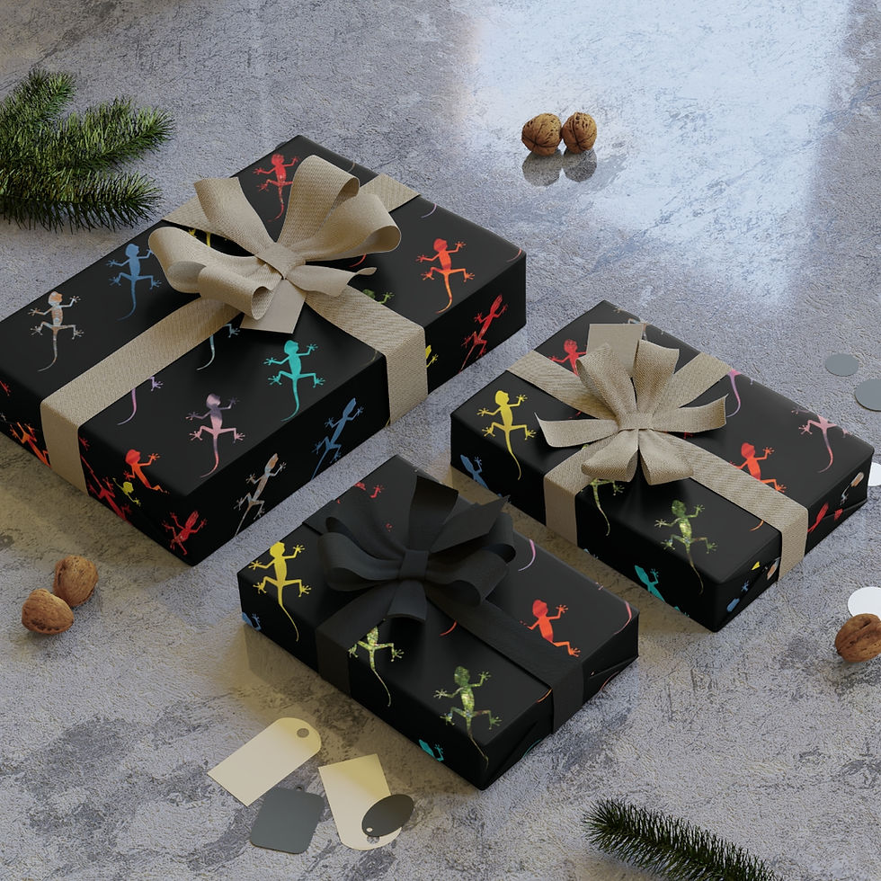 sustainably sourced premium gift wrap with gecko graphic by Nat-Ts