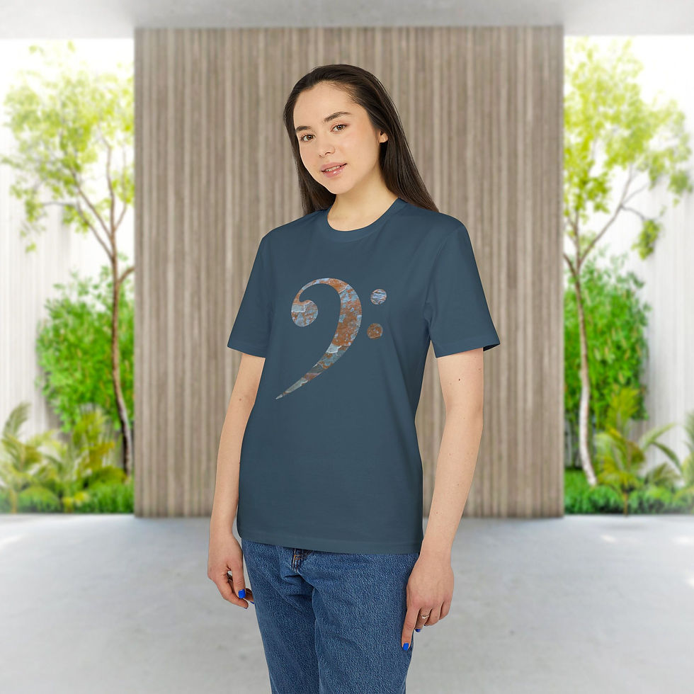 Thumbnail: organic adult unisex t shirt with bass clef music graphic by Nat-Ts