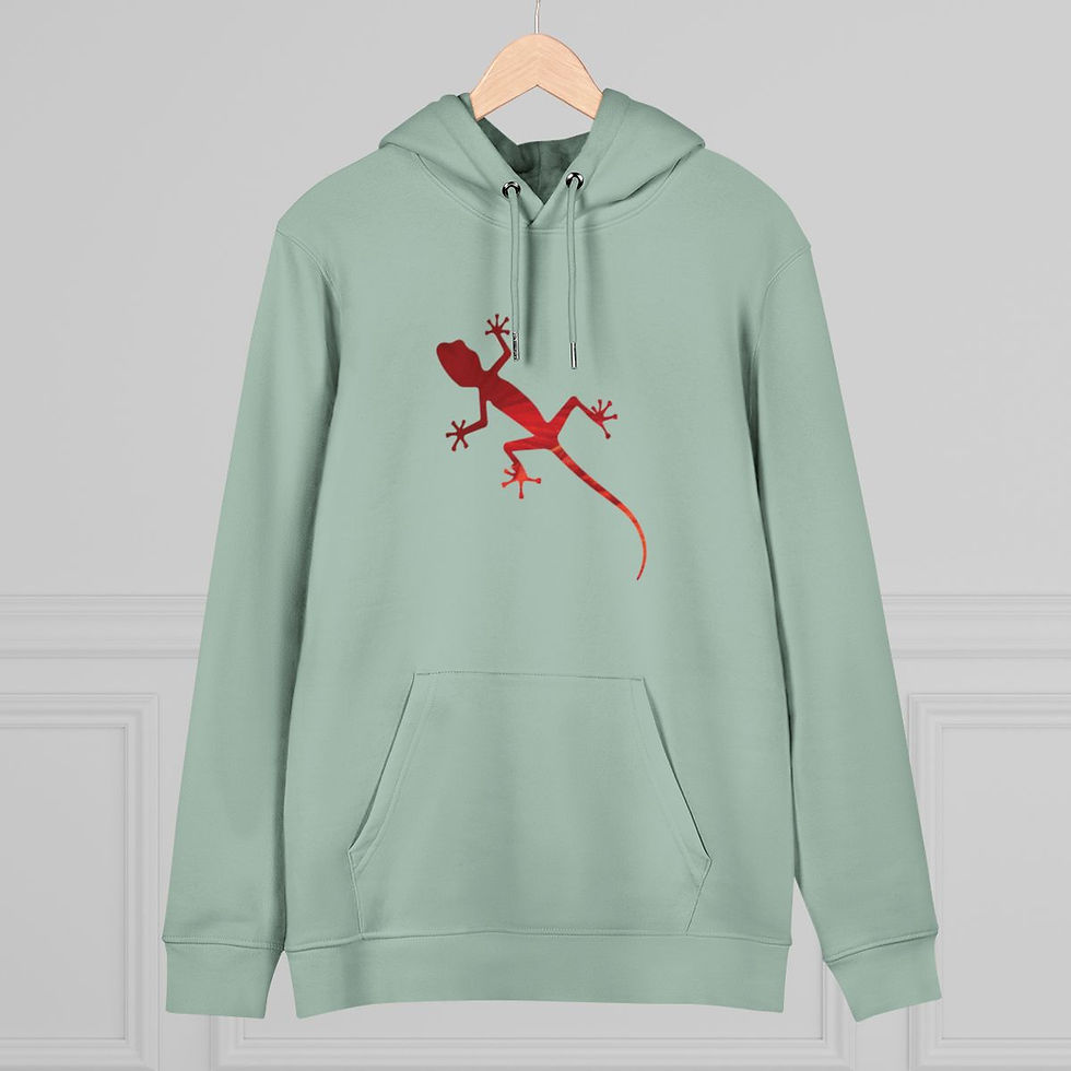 Thumbnail: eco friendly adult unisex hoodie with gecko design by Nat-Ts