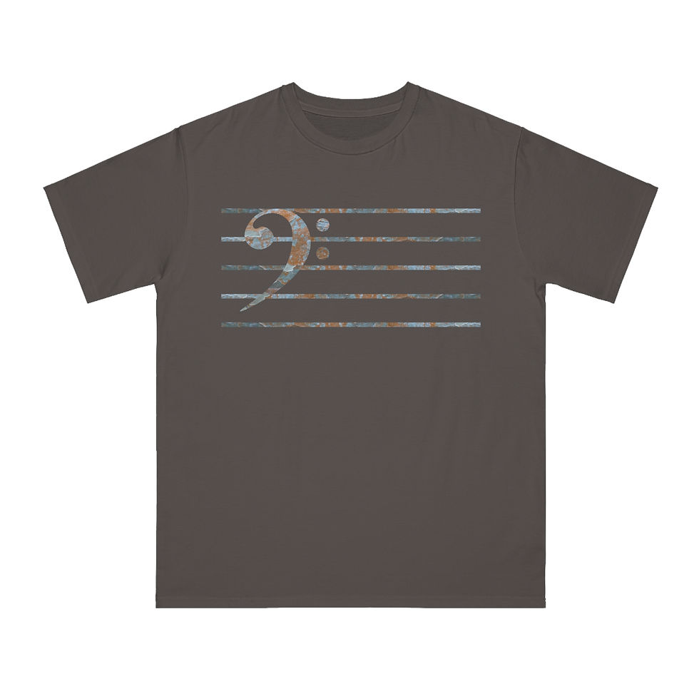 Thumbnail: organic adult unisex t shirt with bass clef music graphic by Nat-Ts
