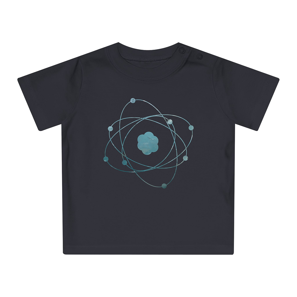 Thumbnail: super-cute organic cotton baby and toddler t shirt with Atom particle science graphic designed by Nat-Ts