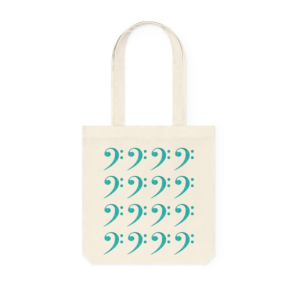 Thumbnail: eco friendly tote bag with bass clef music design by Nat-Ts