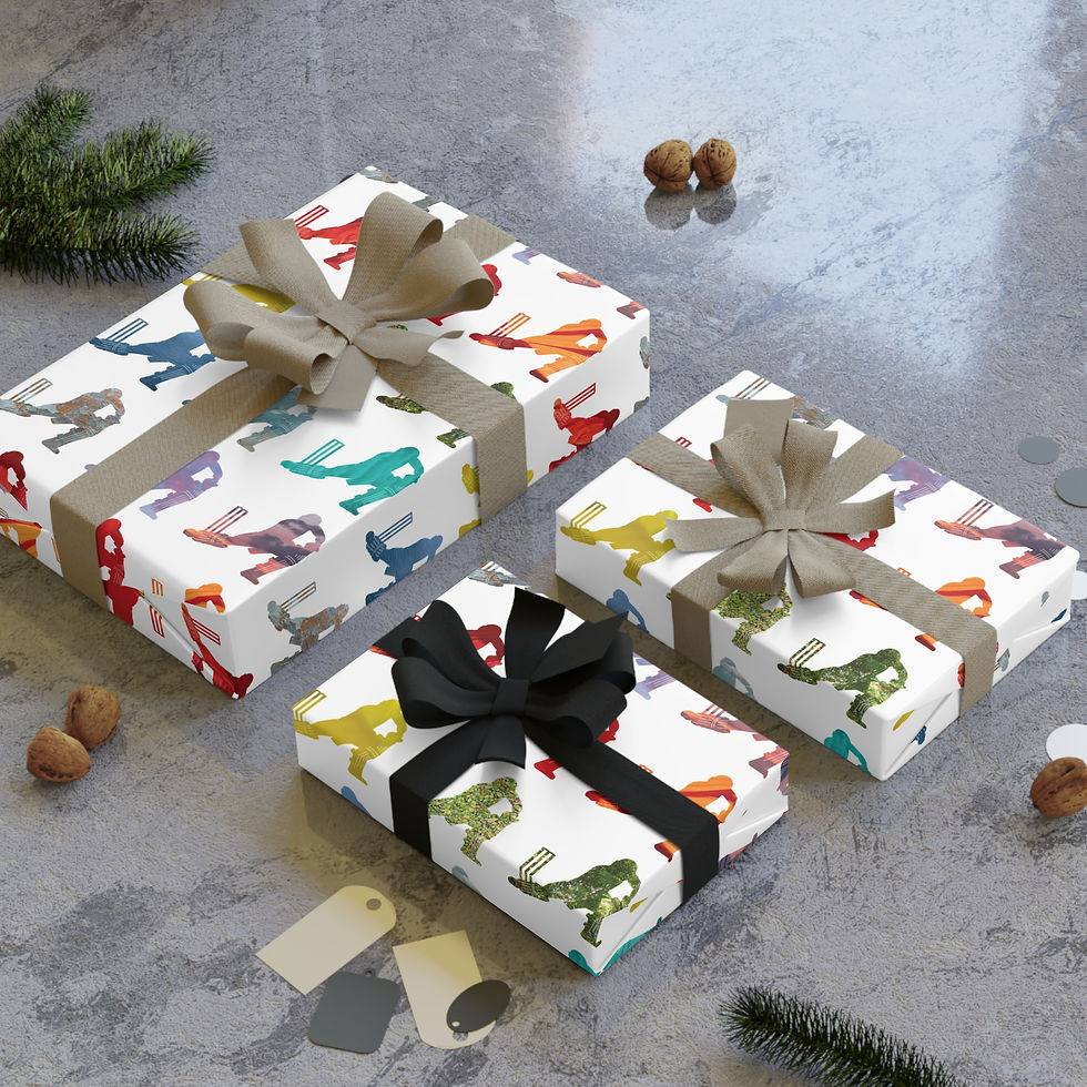 sustainably sourced premium gift wrap with cricket design by Nat-Ts