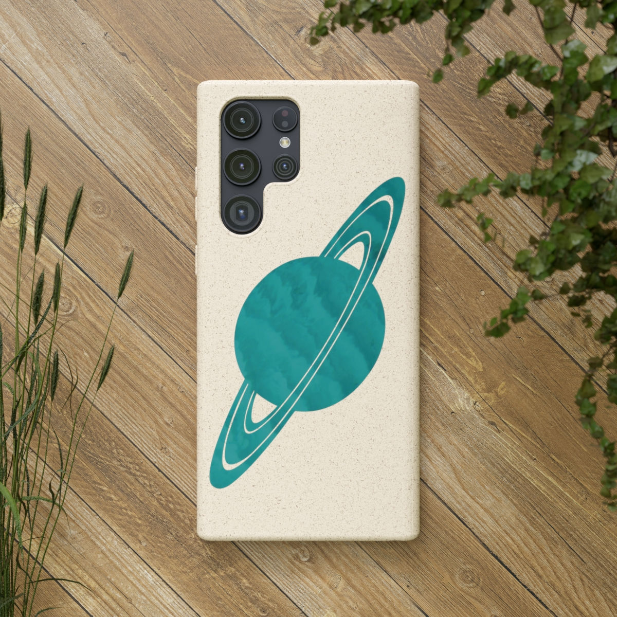 biodegradable plastic-free phone case with saturn design by Nat-Ts