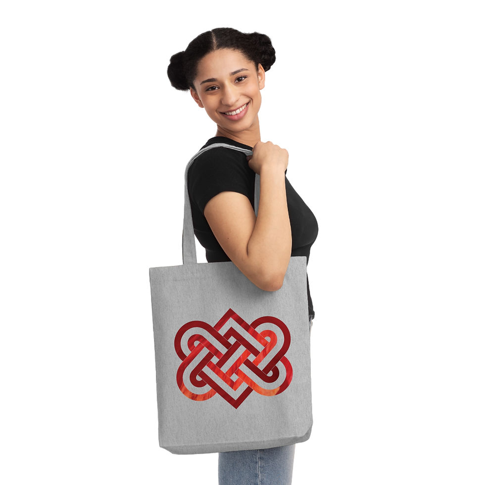 eco friendly tote bag with Celtic-inspired knot of entwined hearts design by Nat-Ts