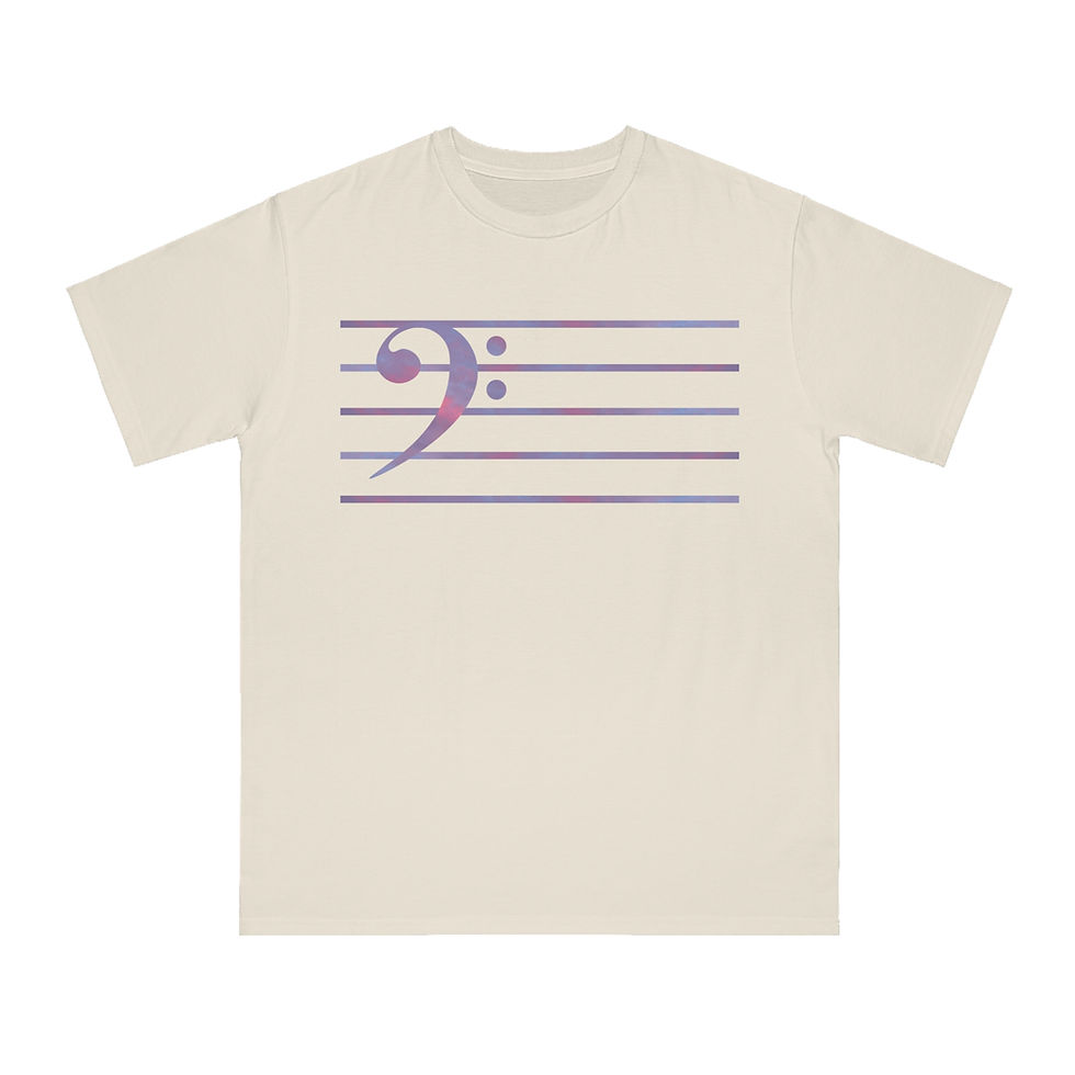 Thumbnail: organic adult unisex t shirt with bass clef music graphic by Nat-Ts