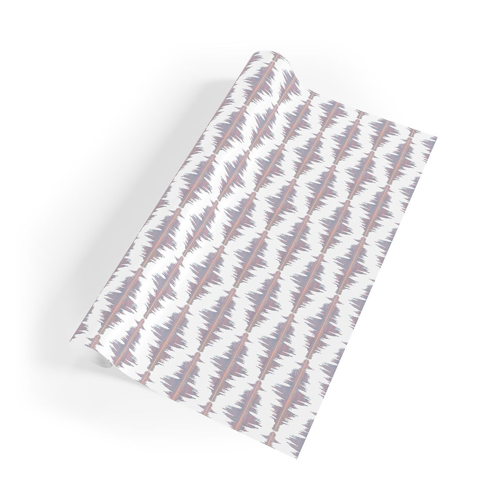 sustainably-sourced premium gift wrapping paper with biophilic soundwave music graphics coloured by photos of nature