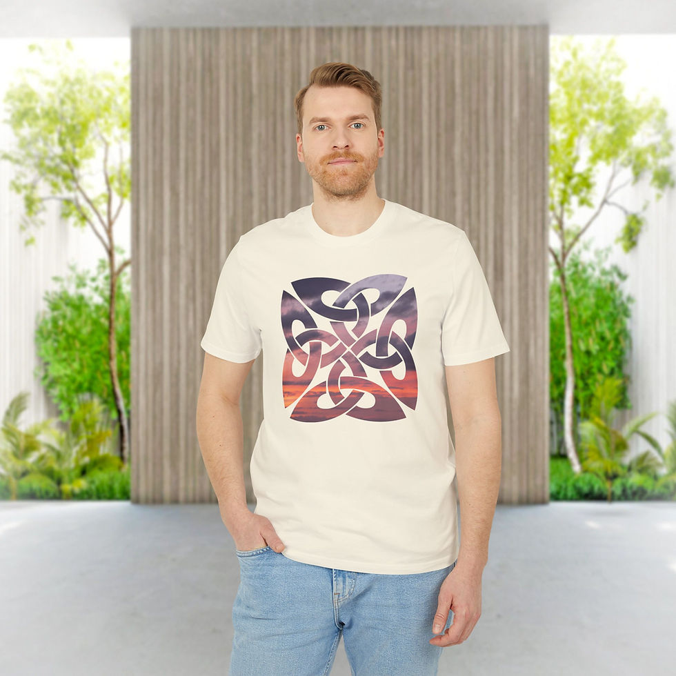 organic adult unisex t shirt with Celtic-inspired square knot design by Nat-Ts