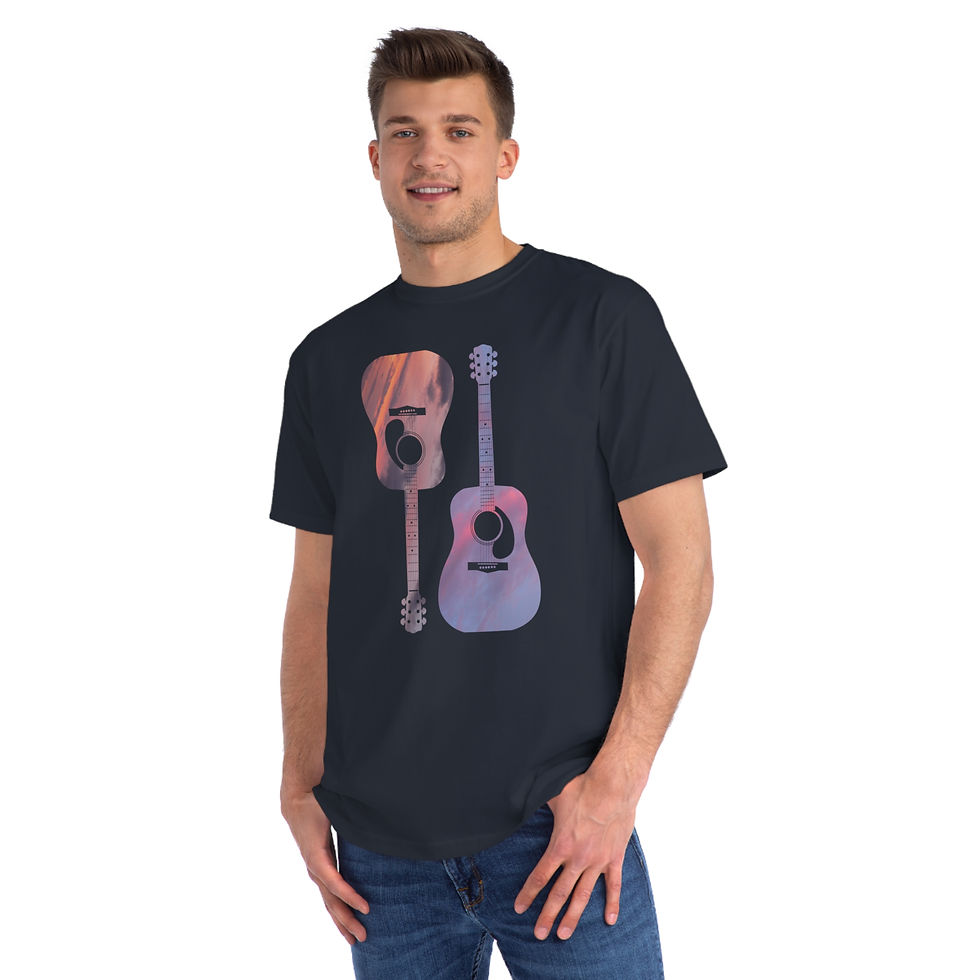 organic adult unisex t shirt with acoustic guitar music graphic by Nat-Ts