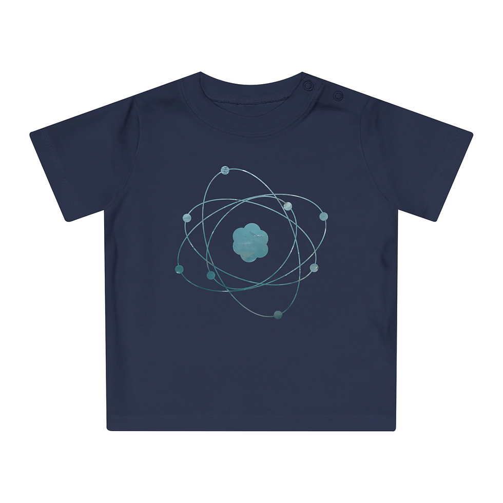 Thumbnail: super-cute organic cotton baby and toddler t shirt with Atom particle science graphic designed by Nat-Ts