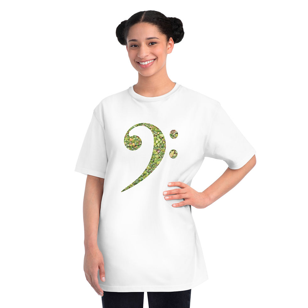 Thumbnail: organic adult unisex t shirt with bass clef music graphic by Nat-Ts