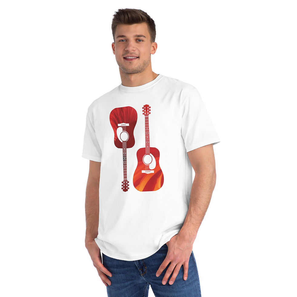 organic adult unisex t shirt with acoustic guitar music graphic by Nat-Ts