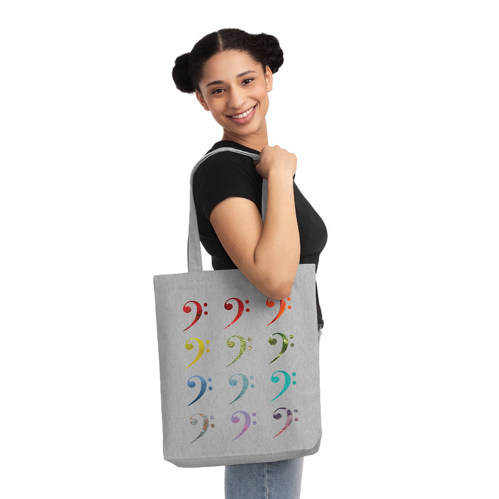 Thumbnail: eco friendly tote bag with bass clef music design by Nat-Ts