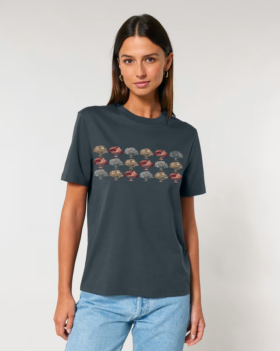 Thumbnail: organic cotton adult t-shirt with unique autumn forest design by Nat-Ts