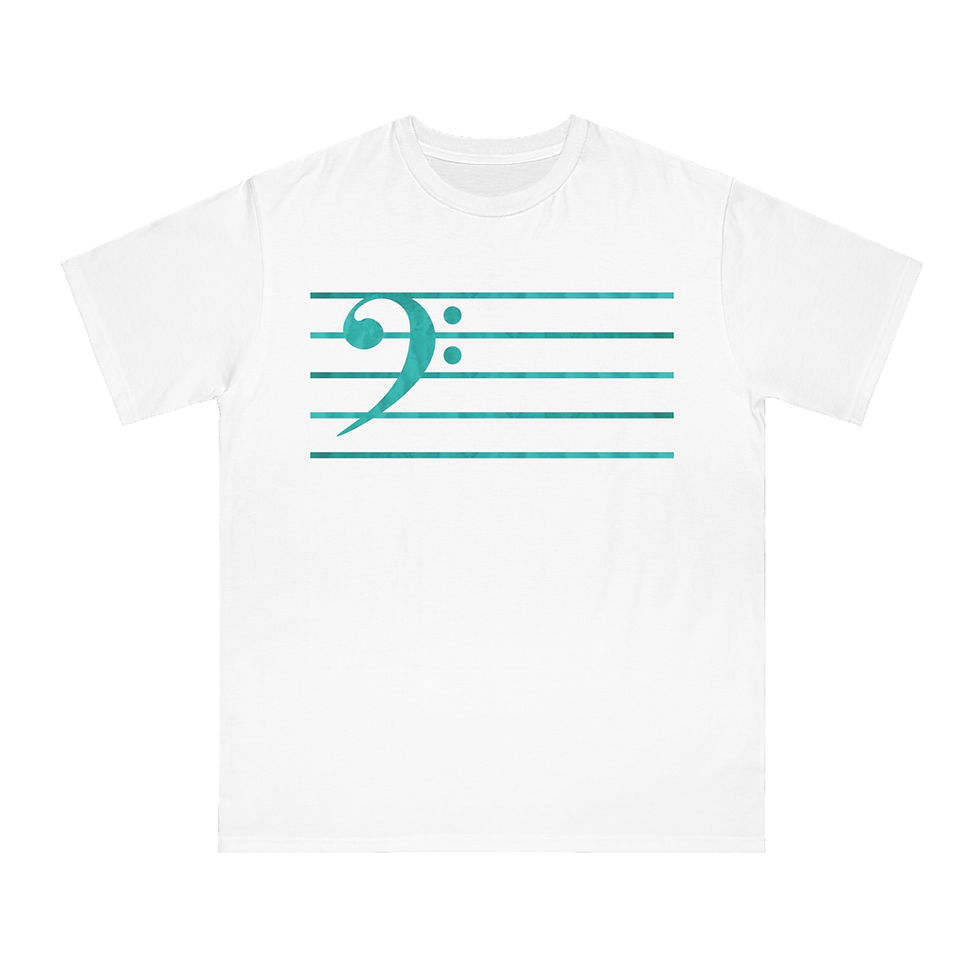 Thumbnail: organic adult unisex t shirt with bass clef music graphic by Nat-Ts