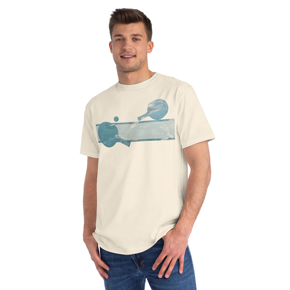 Thumbnail: organic cotton unisex adult t-shirt with table tennis sport graphic coloured by photos of nature