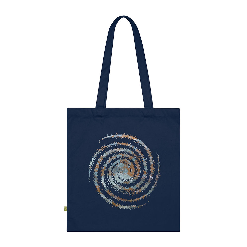 Thumbnail: organic cotton tote bag with galaxy space graphic coloured by a real photo of nature