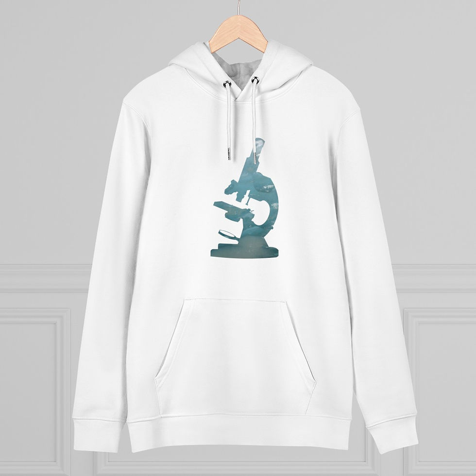 eco friendly adult unisex hoodie with microscope science design by Nat-Ts