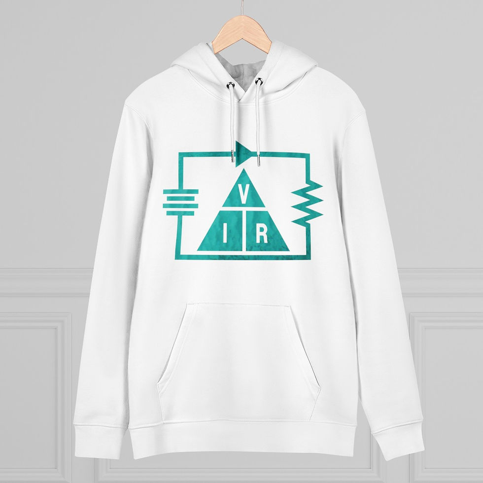 eco friendly adult unisex hoodie with Ohm's Law design by Nat-Ts