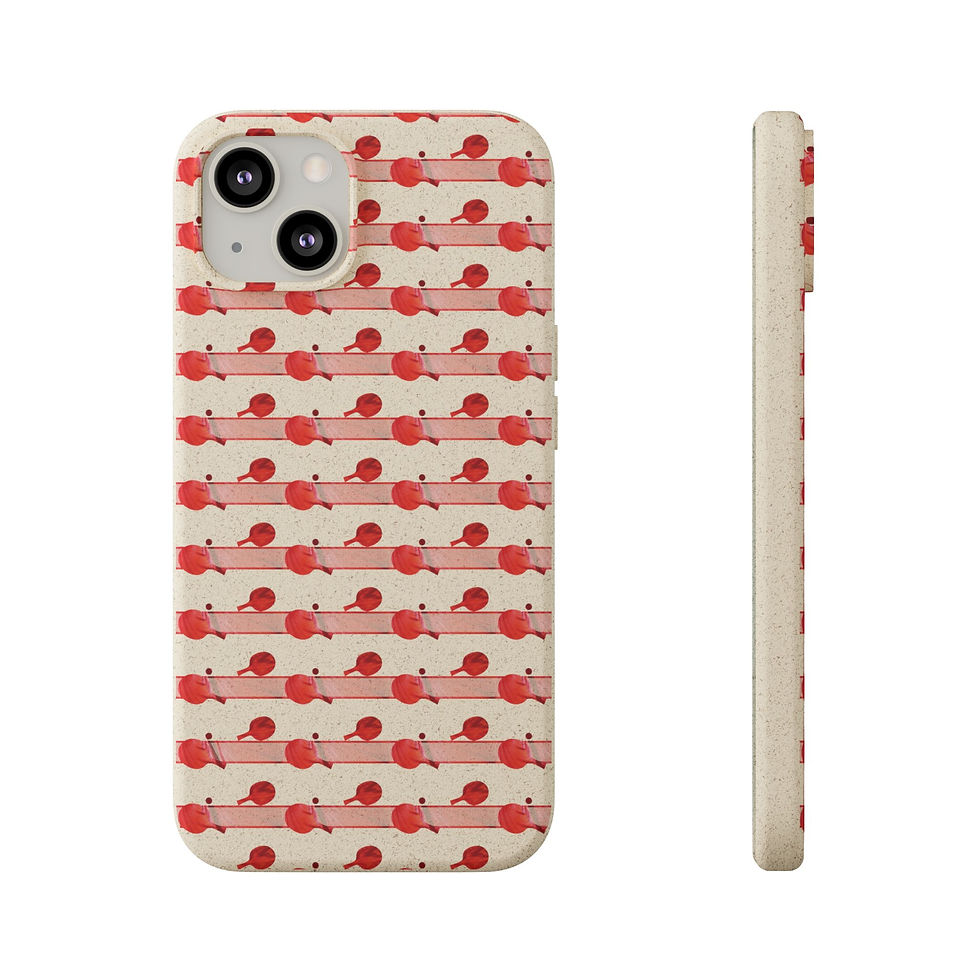Thumbnail: biodegradable plastic-free phone case with vibrant table tennis sport graphics coloured by real photos of nature