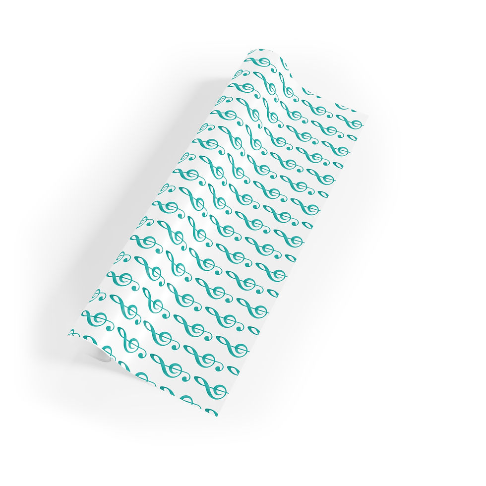 Thumbnail: sustainably sourced premium gift wrap with treble clef music graphic by Nat-Ts