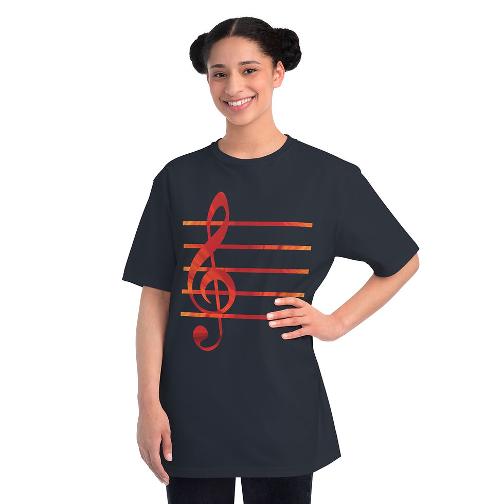 Thumbnail: organic cotton unisex adult t-shirt with nature-inspired treble clef music print by Nat-Ts