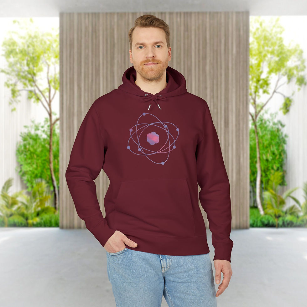 Thumbnail: organic cotton adult unisex hoodie with atom particle science graphic by Nat-Ts