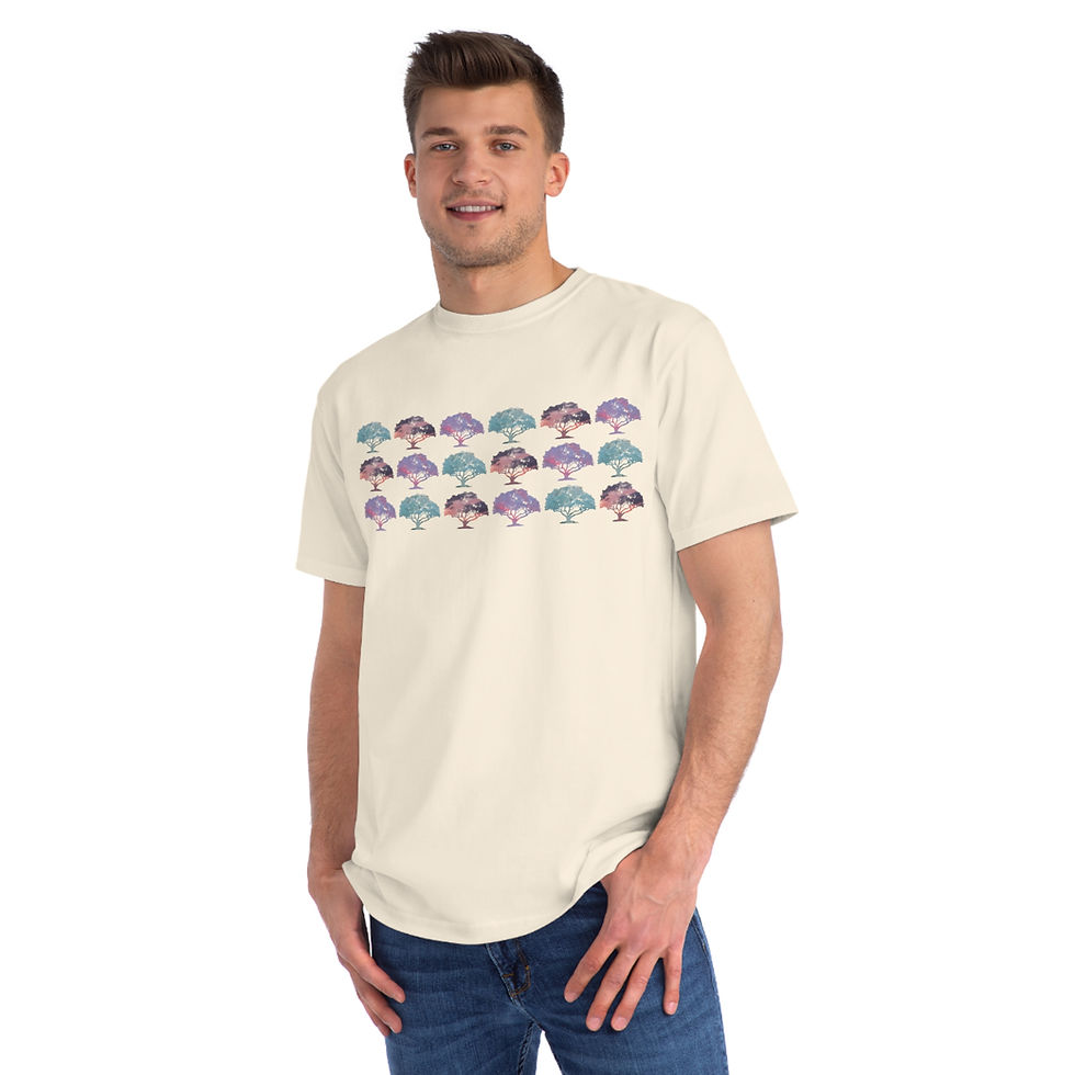 Thumbnail: organic cotton adult t-shirt with unique spring forest design by Nat-Ts