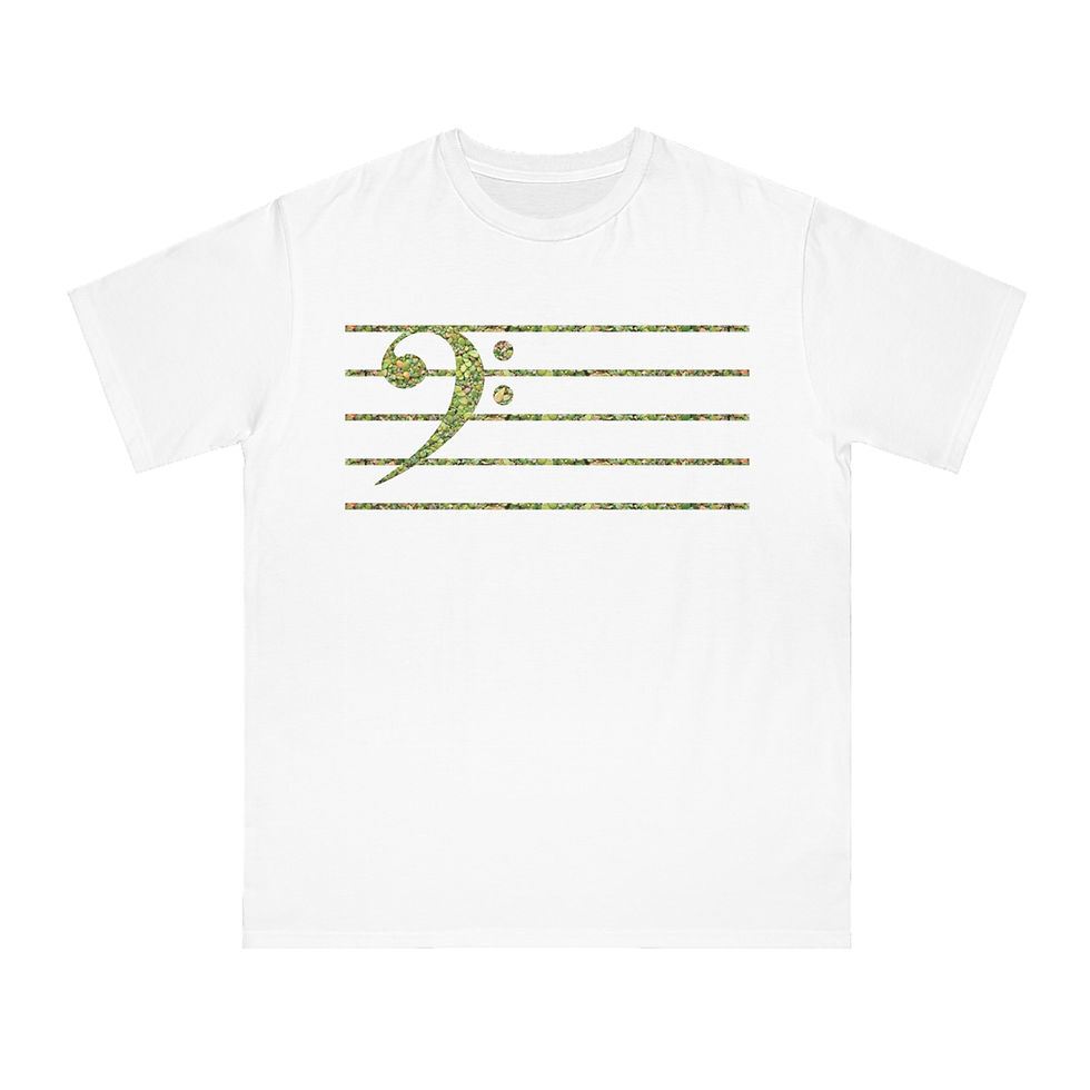 Thumbnail: organic adult unisex t shirt with bass clef music graphic by Nat-Ts