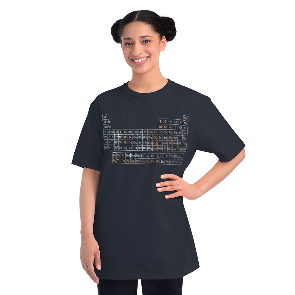 organic adult unisex t shirt with periodic table of elements science graphic by Nat-Ts