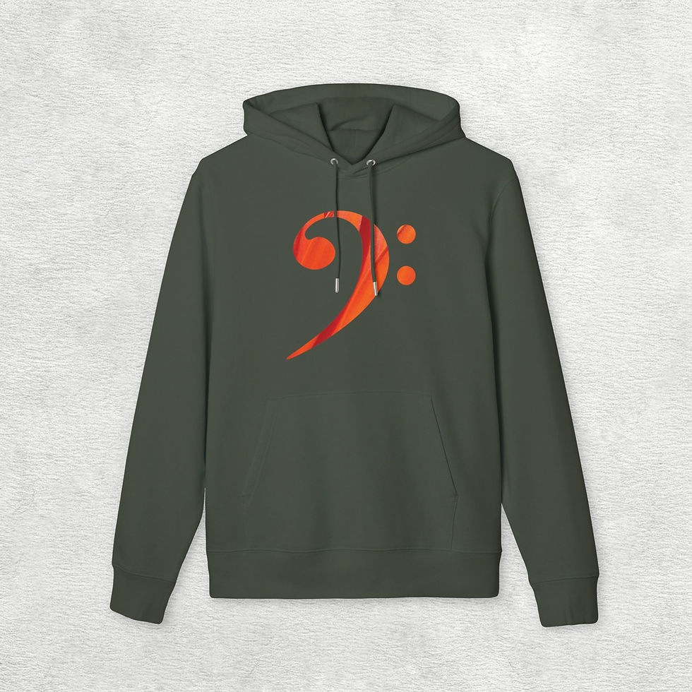 Thumbnail: eco friendly adult unisex hoodie with bass clef music graphic by Nat-Ts