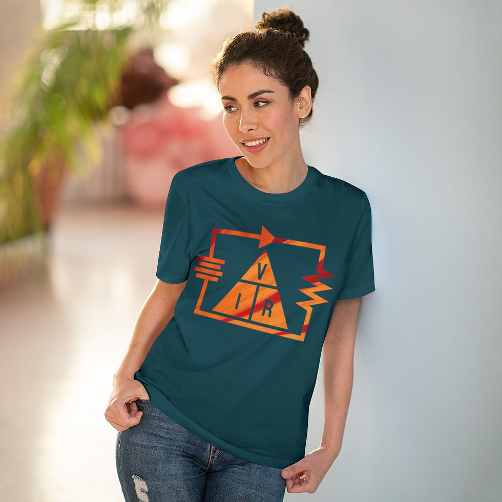 organic adult unisex t shirt with Ohm's Law design by Nat-Ts