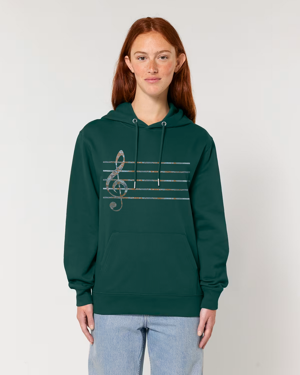 Thumbnail: premium quality organic cotton adult hoodie with treble clef music graphic by Nat-Ts