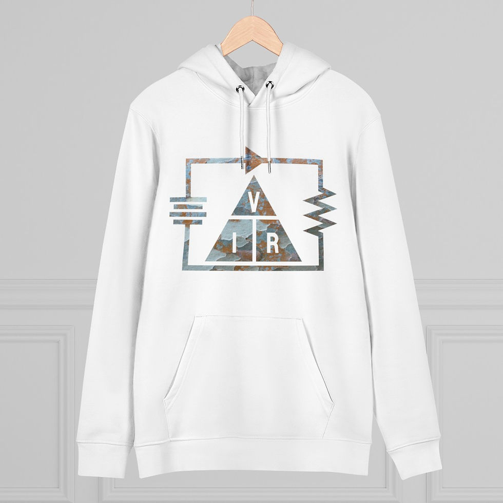 eco friendly adult unisex hoodie with Ohm's Law design by Nat-Ts