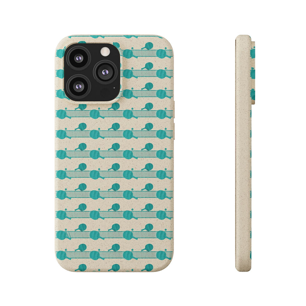 Thumbnail: biodegradable plastic-free phone case with vibrant table tennis sport graphics coloured by real photos of nature