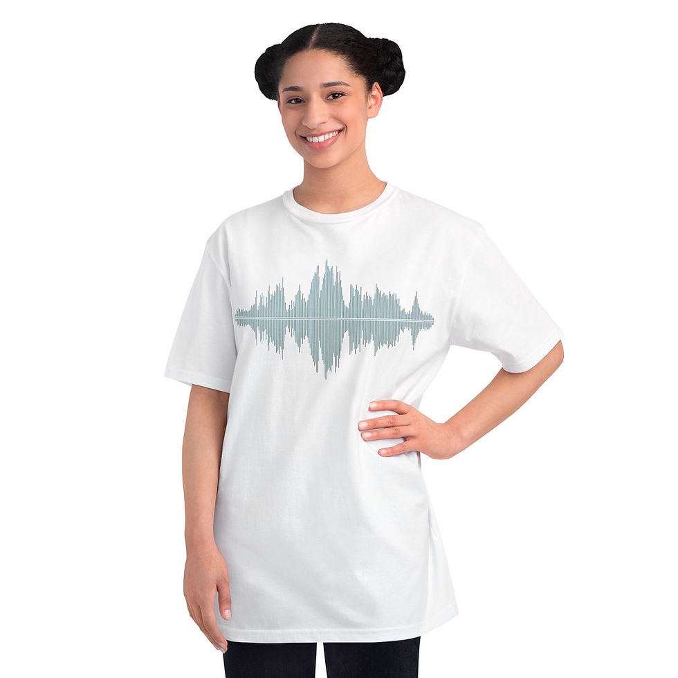 Thumbnail: organic cotton unisex adult t-shirt with vibrant music soundwave graphic coloured by unfiltered photos of nature