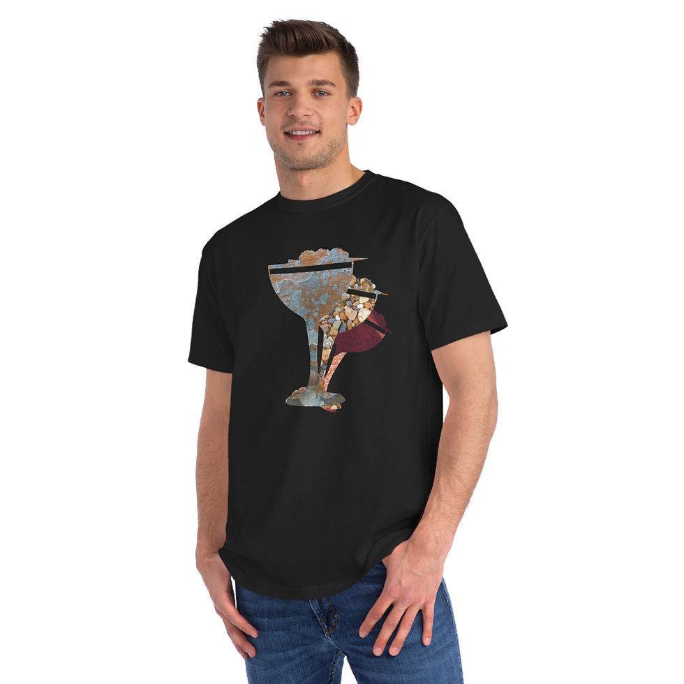 organic adult unisex t shirt with colourful cocktail print designed by Nat-Ts