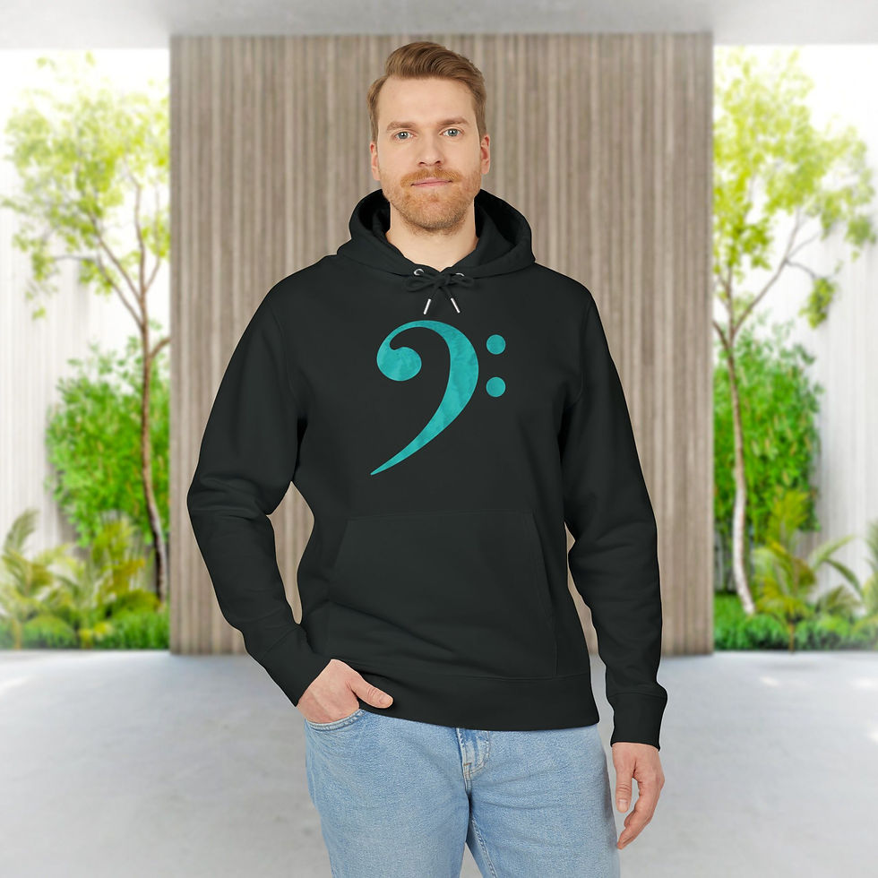 Thumbnail: eco friendly adult unisex hoodie with bass clef music graphic by Nat-Ts