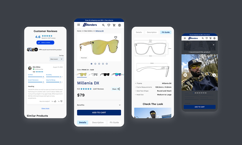 Blenders - A responsive design of the product page of a Shopify website of luxurious shad