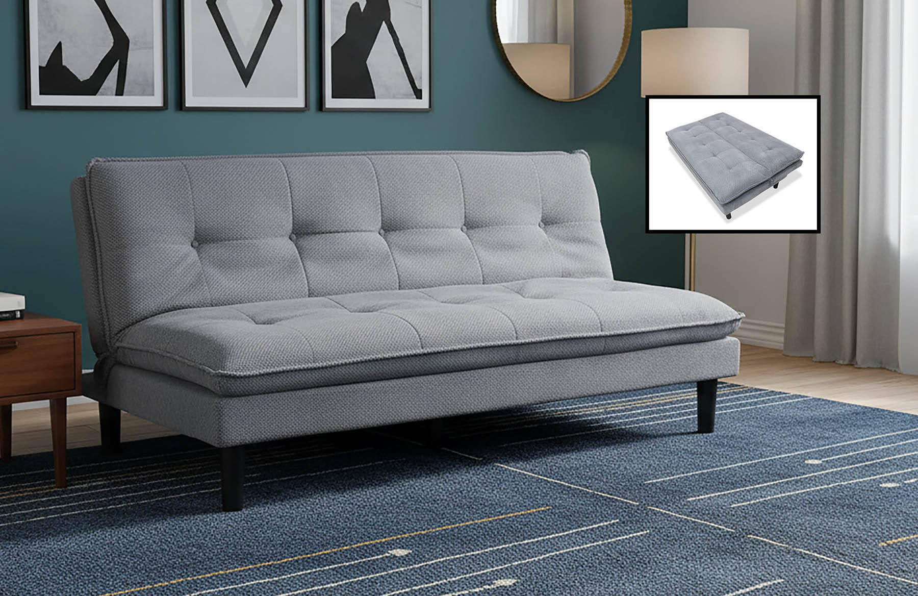 Rio Dark Grey Sofa Bed, 190cm